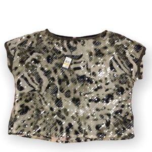 Vince Camuto Animal Print  Sequin Blouse Women’s Size S